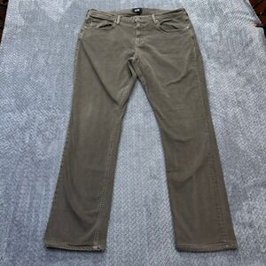 Paige Federal Pants Mens 38x30 Gray Green Slim Straight Leg Rayon Stretch Casual